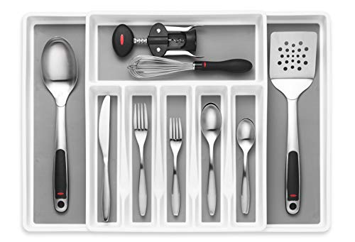 Expandable Cutlery Drawer Organizer, Flatware Drawer Tray for Silverware, Serving Utensils, Multi-Purpose Storage for Kitchen, Office, Bathroom Supplies