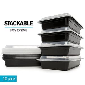 Igluu Meal Prep Containers [10 pack] 1 Compartment with Airtight Lids - Plastic Food Storage Bento Box - BPA Free - Reusable Lunch Boxes - Microwavable, Freezer and Dishwasher Safe (28 oz)