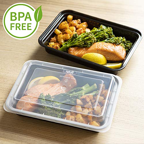 Igluu Meal Prep Containers [10 pack] 1 Compartment with Airtight Lids - Plastic Food Storage Bento Box - BPA Free - Reusable Lunch Boxes - Microwavable, Freezer and Dishwasher Safe (28 oz)