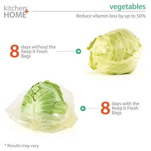 Keep it Fresh Produce Bags – BPA Free Reusable Freshness Green Bags Food Saver Storage for Fruits, Vegetables and Flowers – Set of 30 Gallon Size Bags