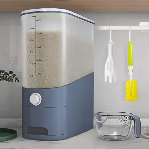 Tomus-UNI 26.5 Lbs Rice Dispenser, Large Sealed Integrated Grain Container Storage, Rice Container with Measuring Cup, Food Dispenser Kitchen Organization for Rice, Beans, Grains, Small Dry Food