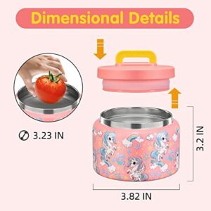 JXXM 8 Oz Thermos Food Jar for Hot & Cold Food for Kids, Insulated Lunch Containers Hot Food Jar,Leak-Proof Vacuum Stainless Steel Wide Mouth Lunch Soup Thermos for School,Travel (Pink)