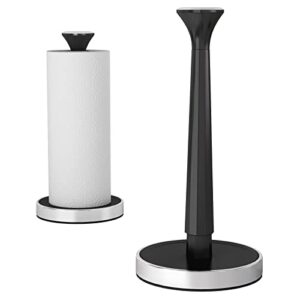 kitsure paper towel holder for countertop – black paper towel holder with anti-slide pad & weighted base, assembly-free paper towel stand for kitchen