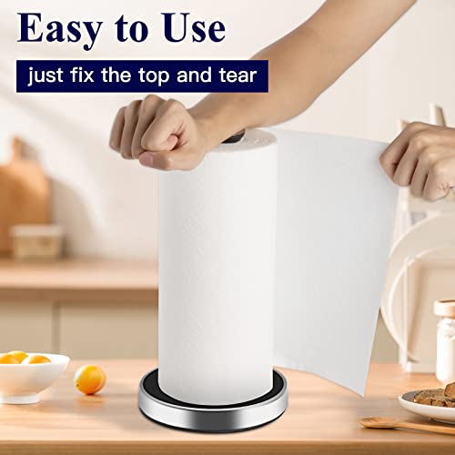 Kitsure Paper Towel Holder for Countertop - Black Paper Towel Holder with Anti-Slide Pad & Weighted Base, Assembly-Free Paper Towel Stand for Kitchen