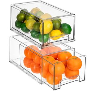 sorbus fridge drawers – clear stackable pull out refrigerator organizer bins – food storage containers for kitchen, refrigerator, freezer, vanity & fridge organization and storage (2 pack | large)