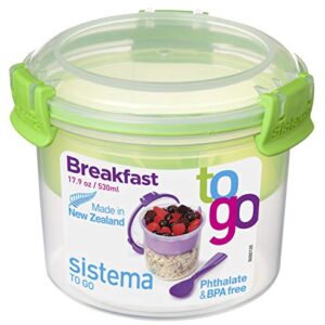 Sistema To Go Collection Breakfast Bowl Food Storage Container, 17.9 oz./0.5 L, Color Received May Vary