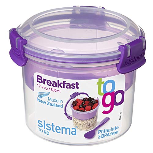 Sistema To Go Collection Breakfast Bowl Food Storage Container, 17.9 oz./0.5 L, Color Received May Vary