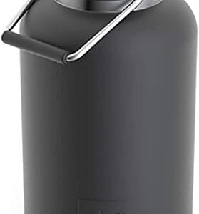 RTIC Jug with Handle, One Gallon, Black Matte, Large Double Vacuum Insulated Water Bottle, Stainless Steel Thermos for Hot & Cold Drinks, Sweat Proof, Great for Travel, Hiking & Camping