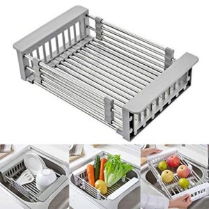 carnaval retractable stainless steel sink strainer drain, telescopic drain basket with adjustable armrest, kitchen rack drain basket, over the sink dish drying rack.