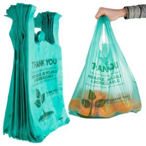 stock your home eco grocery bags (100 count) biodegradable plastic grocery bags – reusable supermarket thank you shopping bags, recyclable plastic t shirt bags, small trash can bags