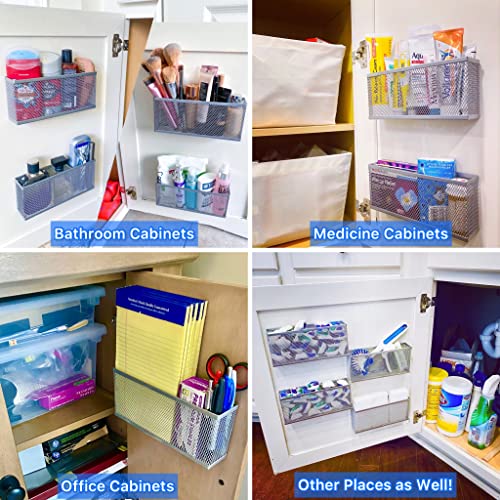 SLIM CADDY Cabinet Organizer | Optimize Your Cabinet Space | Inside Cabinet Door Storage | Durable, Slender Design| Lid Organizer, Bathroom Makeup Organizer, and More |2 pack, 8”L x 3.5”H x 1.8”D each