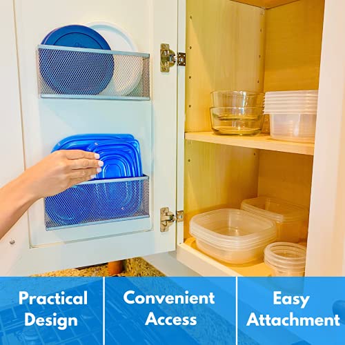 SLIM CADDY Cabinet Organizer | Optimize Your Cabinet Space | Inside Cabinet Door Storage | Durable, Slender Design| Lid Organizer, Bathroom Makeup Organizer, and More |2 pack, 8”L x 3.5”H x 1.8”D each