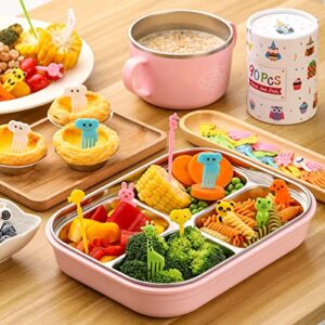 90 Pcs Food Picks for Kids with Cute Storage Box, Cartoon Animals Kids Fruit Toothpicks, Lunch Accessories for Bento Box, Fun Toddler Food Picks - BPA Free