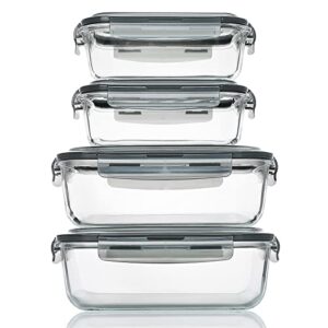 [80 oz & 36 oz]extra large glass food storage/baking containers set with locking lids, 2 pack 80 oz(10 cup)&2 pack 36 oz (4.5 cup)airtight glass container,microwave,oven,freezer and dishwasher
