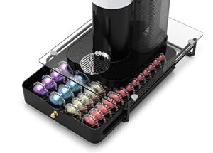 everie crystal tempered glass top organizer drawer holder compatible with nespresso vertuo capsules, compatible with 40 big or 52 small vertuoline pods, np02