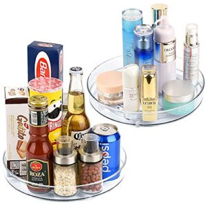 empaxum 2 pack lazy susan cabinet organizer 10.6″ clear plastic turntable organizer rotating spice rack kitchen storage cosmetic makeup organizers for pantry, countertop, fridge, vanity, bathroom