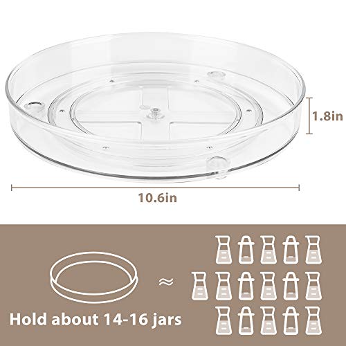 Empaxum 2 Pack Lazy Susan Cabinet Organizer 10.6" Clear Plastic Turntable Organizer Rotating Spice Rack Kitchen Storage Cosmetic Makeup Organizers for Pantry, Countertop, Fridge, Vanity, Bathroom