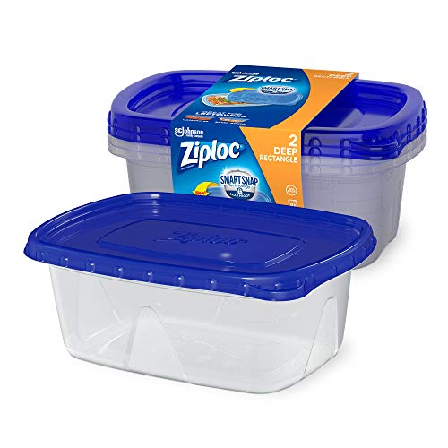 Ziploc Food Storage Meal Prep Containers Reusable for Kitchen Organization, Smart Snap Technology, Dishwasher Safe, Deep Rectangle, 2 Count