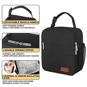 Deosk Lunch Bag Reusable Small Lunch Box for Men Insulated Portable Lunchbox for adults Suitable for School Work Picnic (Black)