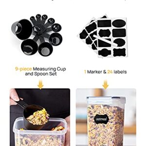 Kootek Cereal Containers Storage Set, 16 Pcs Pantry Kitchen Organization and Storage Airtight Food Storage Container, Leakproof 25.2L with Pen, Chalkboard Labels, Measuring Spoon Set