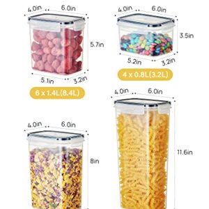 Kootek Cereal Containers Storage Set, 16 Pcs Pantry Kitchen Organization and Storage Airtight Food Storage Container, Leakproof 25.2L with Pen, Chalkboard Labels, Measuring Spoon Set