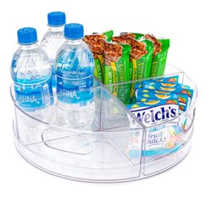 lazy susan turntable – clear acrylic, removable sections, rotates 360 degrees. easily organize your fridge, cabinet or counter. great carousel storage for food, spices, cosmetics. (4-sections)