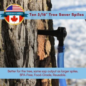 MAPLE TAPPER Maple Syrup Tree Tapping Kit – (10) Spiles + (10) 3' Tubes + (2) 1- QT Maple Sap Filters – BPA Free Food Grade - Full Instructions, Recipe Cards- Made in North America