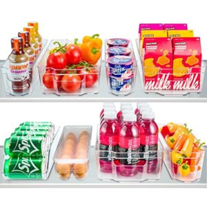 set of 8 refrigerator pantry organizer bins – clear food storage baskets for kitchen, countertops, cabinets, fridge, freezer, bedrooms, bathrooms – stackable plastic household storage containers