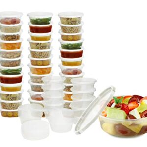 8 oz Plastic Containers with Lids (50 sets) - Food Storage Containers Great for Slime, Party Supplies, Meal Prep and Portion Control - Leakproof and Microwave Safe BPA Free 8oz Plastic Jars with Lids