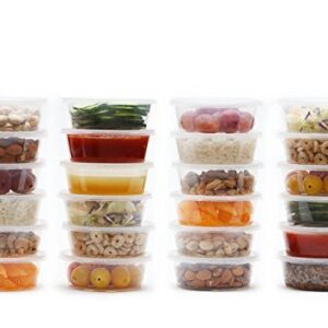 8 oz Plastic Containers with Lids (50 sets) - Food Storage Containers Great for Slime, Party Supplies, Meal Prep and Portion Control - Leakproof and Microwave Safe BPA Free 8oz Plastic Jars with Lids