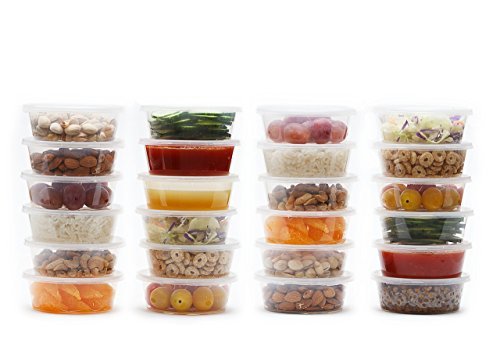 8 oz Plastic Containers with Lids (50 sets) - Food Storage Containers Great for Slime, Party Supplies, Meal Prep and Portion Control - Leakproof and Microwave Safe BPA Free 8oz Plastic Jars with Lids