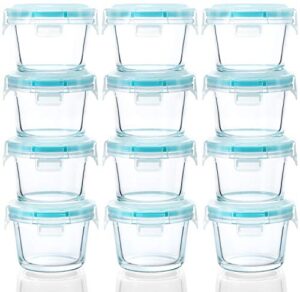 [12-pack, 5oz]mini glass food storage containers, small glass jars with bpa-free locking lids, food containers, airtight, freezer, microwave, oven & dishwasher friendly