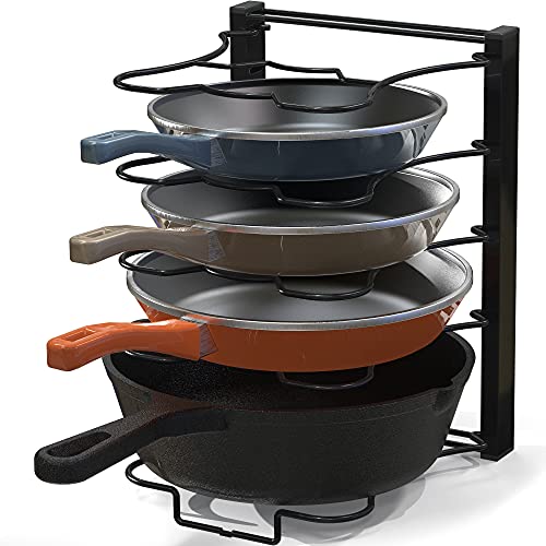 SimpleHouseware 5 Compartments Height Adjustable Pan Organizer, Black