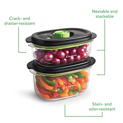 FoodSaver 2116382 Preserve & Marinate Vacuum -Containers,1- 3 cup and 1- 10 cup, Clear (Count-2)