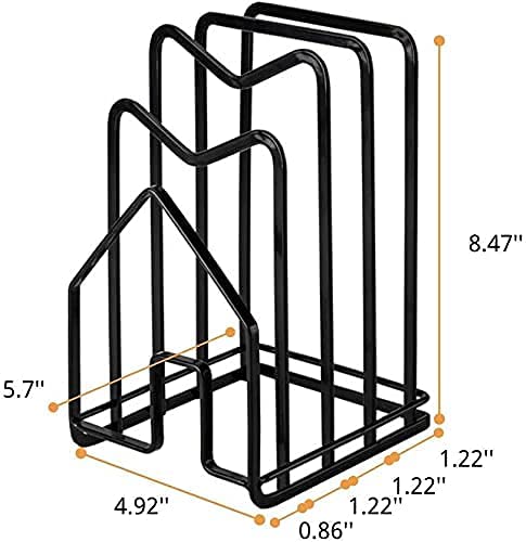 SUNFCON Cutting Board Rack Chopping Board Organizer Stand Holder Kitchen Countertop Pots Pan Lids Rack Organizer Flat Steel 4.92 x 5.7 x 8.47 in. Black