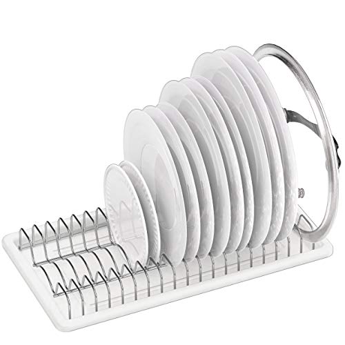 Simple Houseware Plate Drying Rack with Drainboard, Chrome