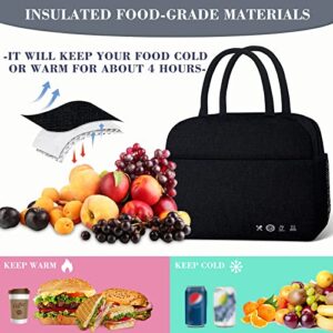 KUBYA Lunch Bag for Women Men Reusable Lunch Box Insulated Lunch Tote Bag for Work, School, Picnic or Travel - Black