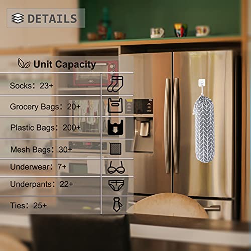 Plastic Bag Holder, Wall Mount Plastic Bag Organizer, Shopping Bags Carrier, Washable Large Grocery Bag Storage Dispenser ​for Home Kitchen Travelling, Free Adjustment with Drawstring, Gray, 22x9"