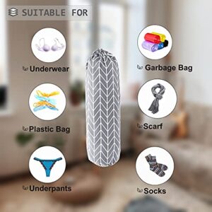 Plastic Bag Holder, Wall Mount Plastic Bag Organizer, Shopping Bags Carrier, Washable Large Grocery Bag Storage Dispenser ​for Home Kitchen Travelling, Free Adjustment with Drawstring, Gray, 22x9"