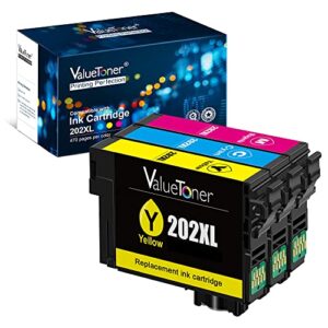 valuetoner remanufactured ink cartridges replacement for epson 202xl 202 xl to use with workforce wf-2860 expression home xp-5100 (1 cyan, 1 magenta, 1 yellow)