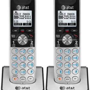AT&T TL88002 Accessory Cordless Handset, Silver/Black, 2 Pack (Requires an AT&T TL88102 Expandable Phone System to Operate0