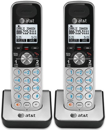 AT&T TL88002 Accessory Cordless Handset, Silver/Black, 2 Pack (Requires an AT&T TL88102 Expandable Phone System to Operate0