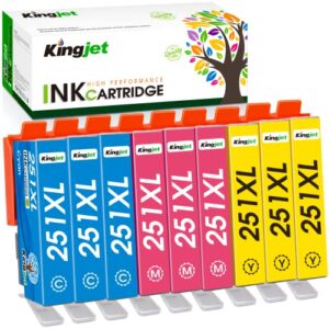 kingjet compatible ink cartridge replacement for canon cli-251xl cli 251 xl (3c/3m/3y) work with pixma mx922 ip7220 mg5520 mg5420 ix6820 ip8720 mg7120 mg6320 printer