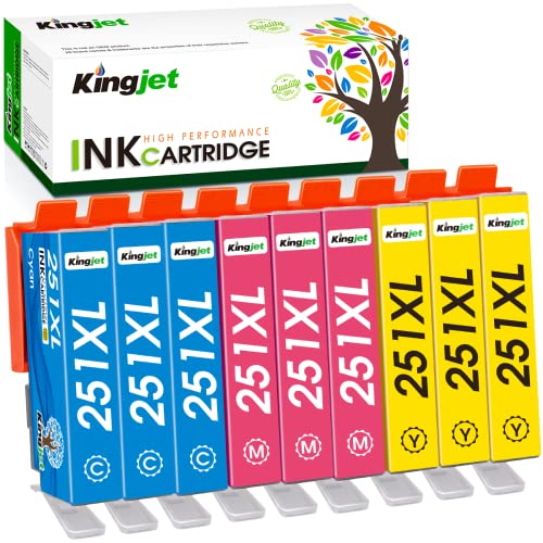 Kingjet Compatible Ink Cartridge Replacement for Canon CLI-251XL CLI 251 XL (3C/3M/3Y) Work with PIXMA MX922 IP7220 MG5520 MG5420 IX6820 IP8720 MG7120 MG6320 Printer