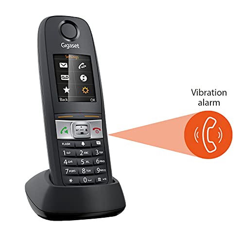 Gigaset E630A – Robust Landline Phone with Answering Machine - Made in Germany- Water Splash, Dust and Shock-Resistant, Cordless Phone for Workshops and Restaurants (Black, Pack of 1)