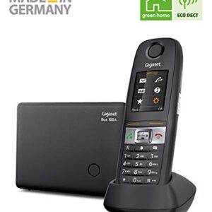 Gigaset E630A – Robust Landline Phone with Answering Machine - Made in Germany- Water Splash, Dust and Shock-Resistant, Cordless Phone for Workshops and Restaurants (Black, Pack of 1)