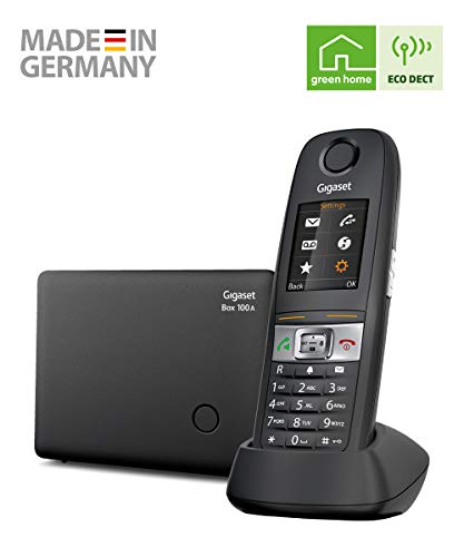 Gigaset E630A – Robust Landline Phone with Answering Machine - Made in Germany- Water Splash, Dust and Shock-Resistant, Cordless Phone for Workshops and Restaurants (Black, Pack of 1)