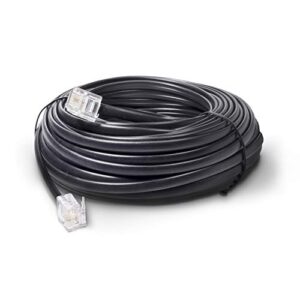 the cimple co phone line cord 50 feet – modular telephone extension cord 50 feet – 2 conductor (2 pin, 1 line) cable – works great with fax, aio, and other machines – black