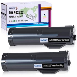 baisine compatible 106r02722 black toner cartridge replacement for xerox 106r02722 work with xerox phaser 3610 workcentre 3615 printer – high yield 14,100 pages (black, 2 pack)