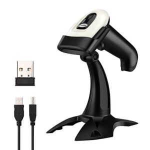 eyoyo wireless 2d qr barcode scanner with stand, bluetooth & 2.4g wireless & usb wired handheld barcode reader with 1d 2d screen scanning auto sensing connect smart phone tablet pc